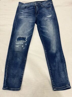 American Eagle Distressed Jegging Ripped Blue Stretch Jeans